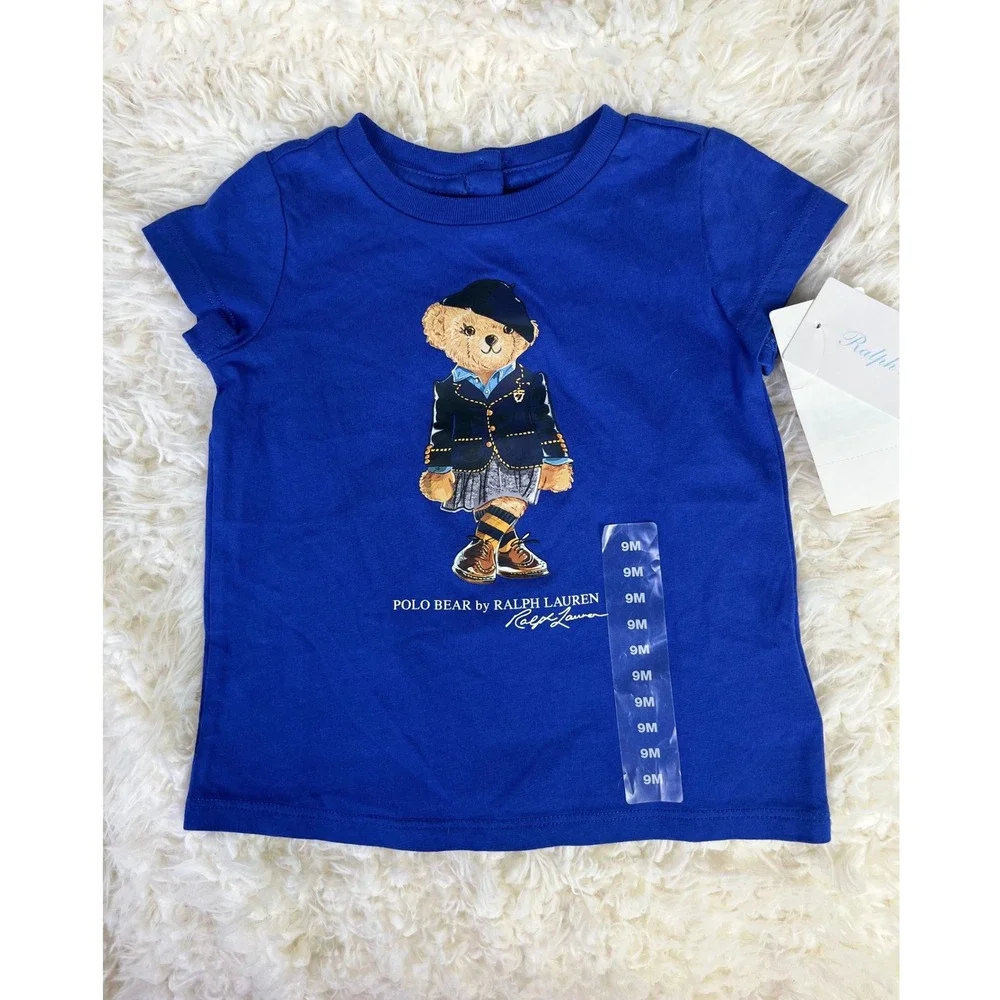 Ralph Lauren Polo Bear T-Shirt‎ Royal Blue Crew Neck Short Sleeve Top 9M New